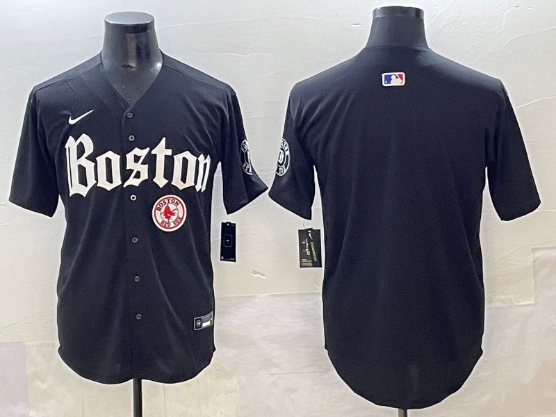 Men 2025 Boston Red Sox Blank Black Five generations Joint Name Nike MLB Jersey style 4